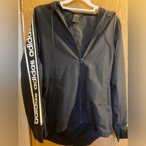Black with white lettering Adidas windbreaker jacket